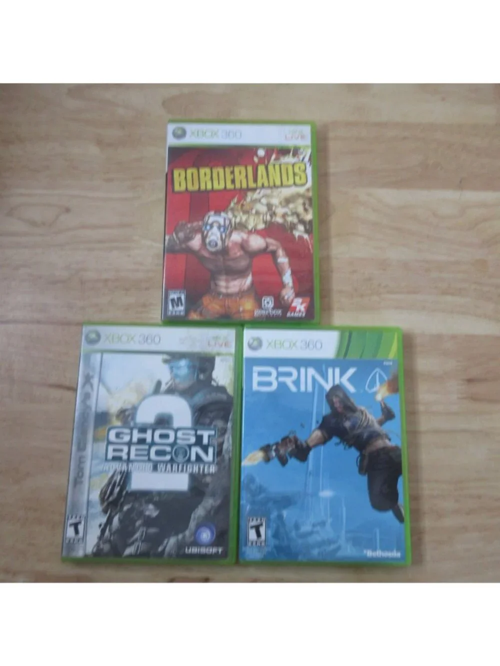 XBOX 360 Bundle 3 Video Games - Borderlands - Brink - Ghost Recon 2